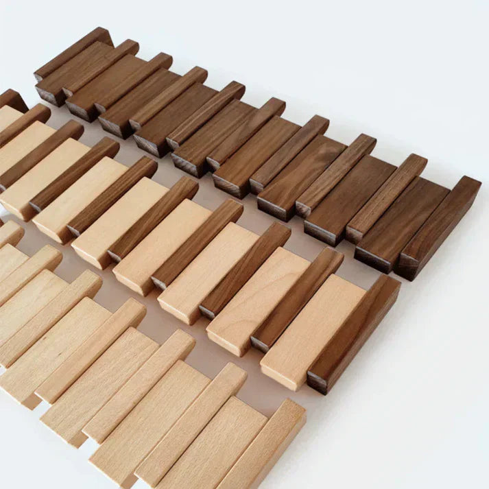 Niki | Wall mounted wooden coat rack with piano key design