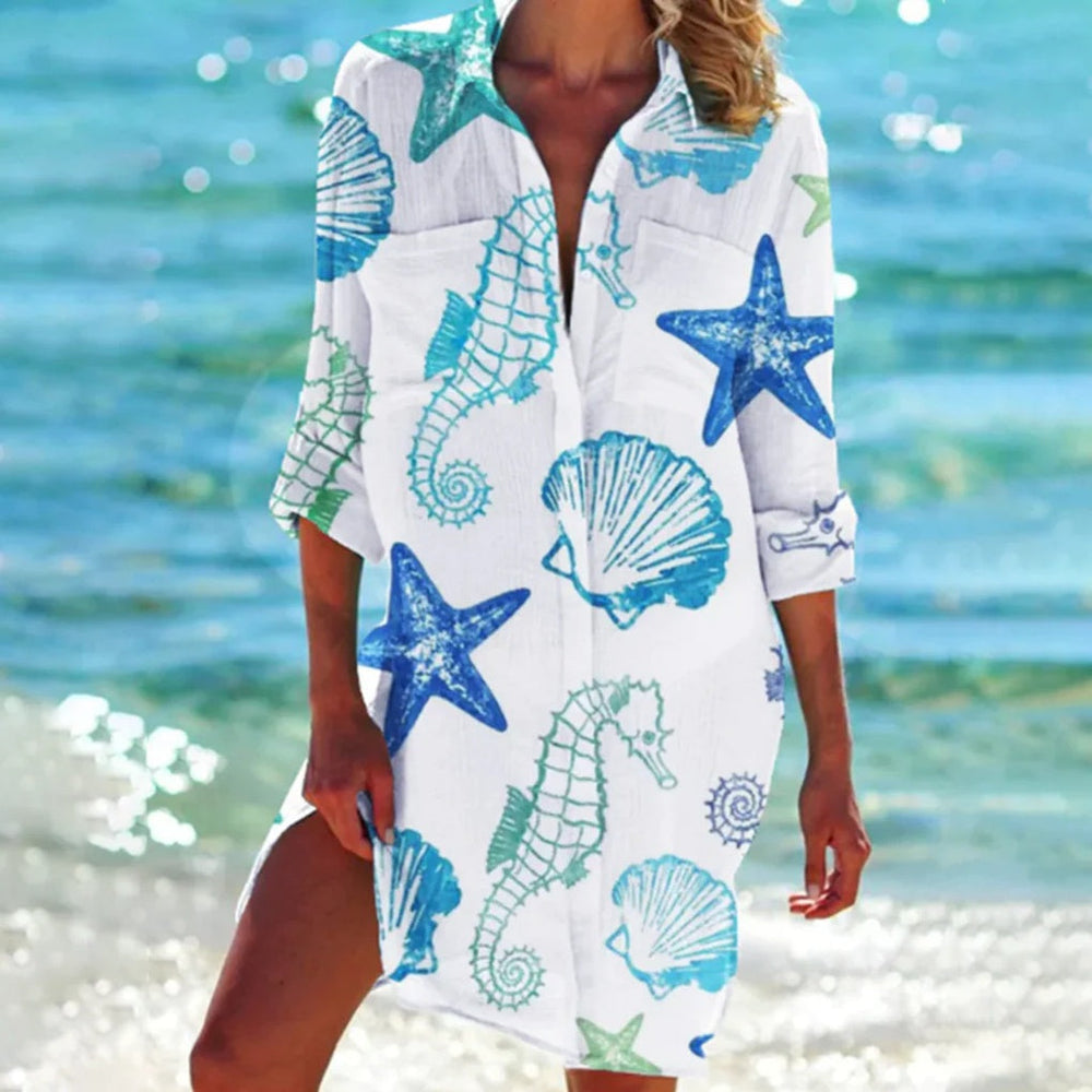 Niki | Women's Beach Shirt Cover-Up - Tie-Dye Print