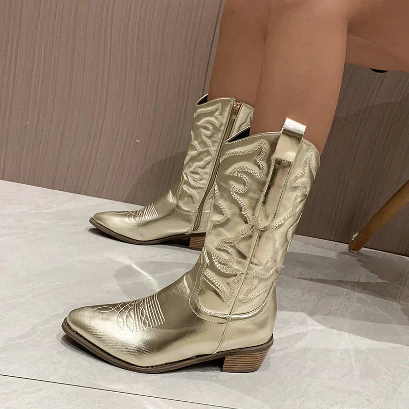 Niki | Women's Cowboy Boots with Metallic Finish
