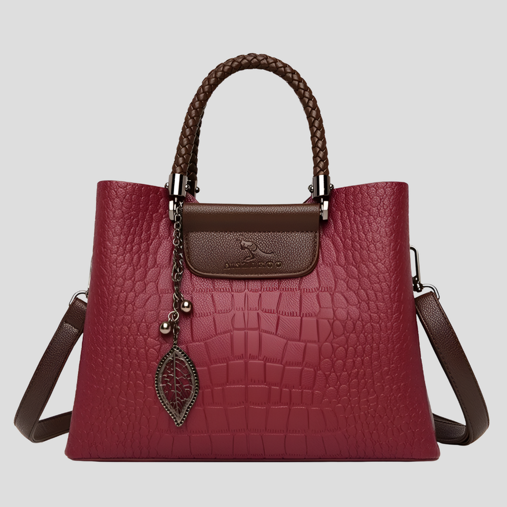 Niki | Women's Croc Embossed Tote Bag with Braided Handles