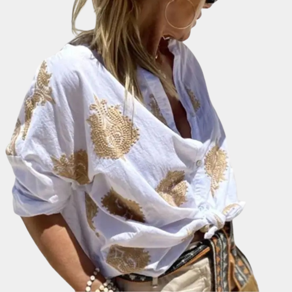 Niki | Women's Embroidered Button-Down Shirt