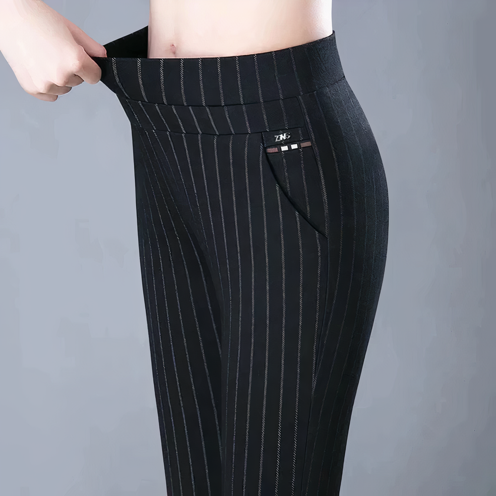 Niki | Women's High-Waist Striped Trousers with Pockets
