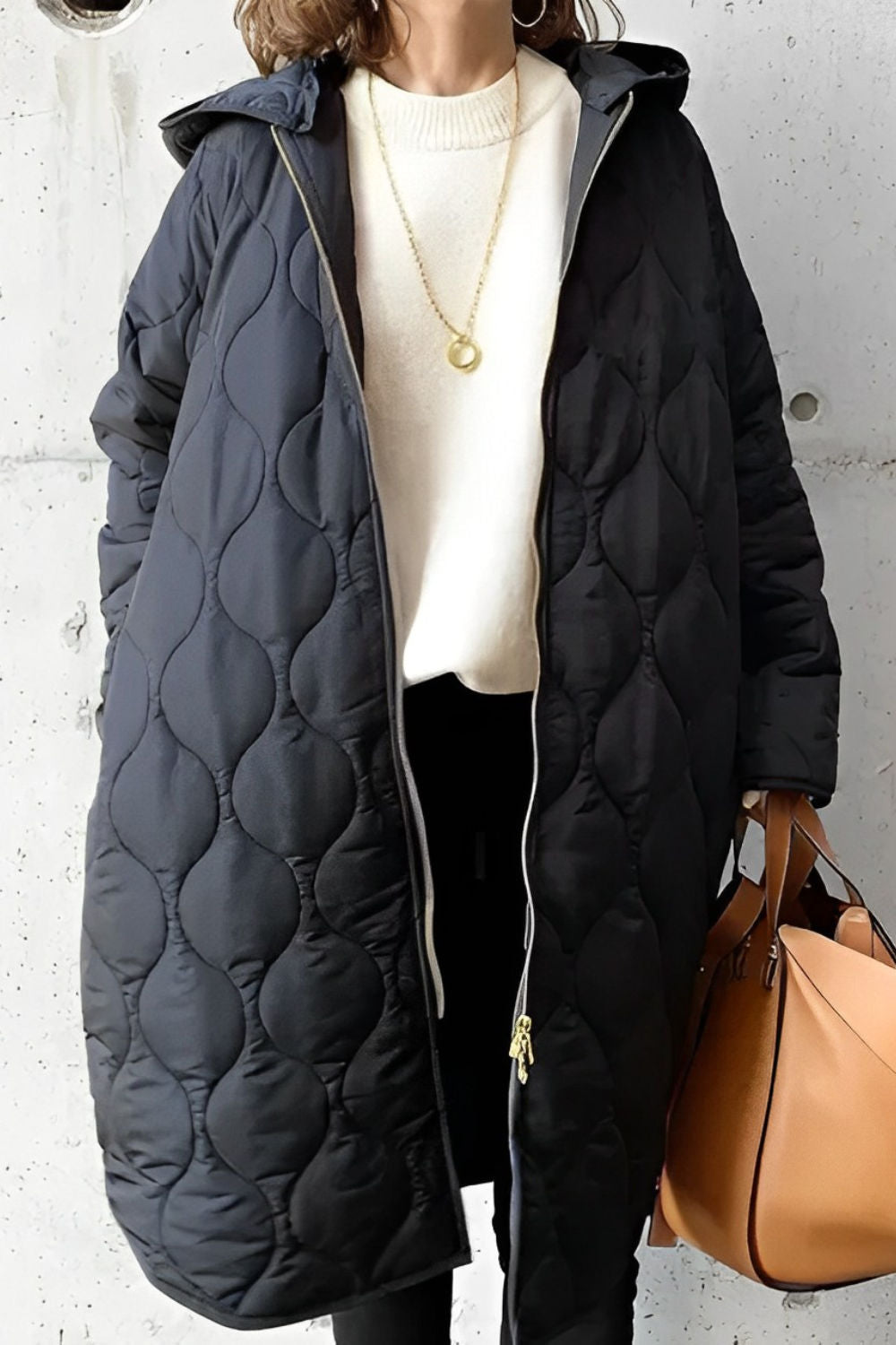 Niki | Women's Long Quilted Puffer Coat with Hood