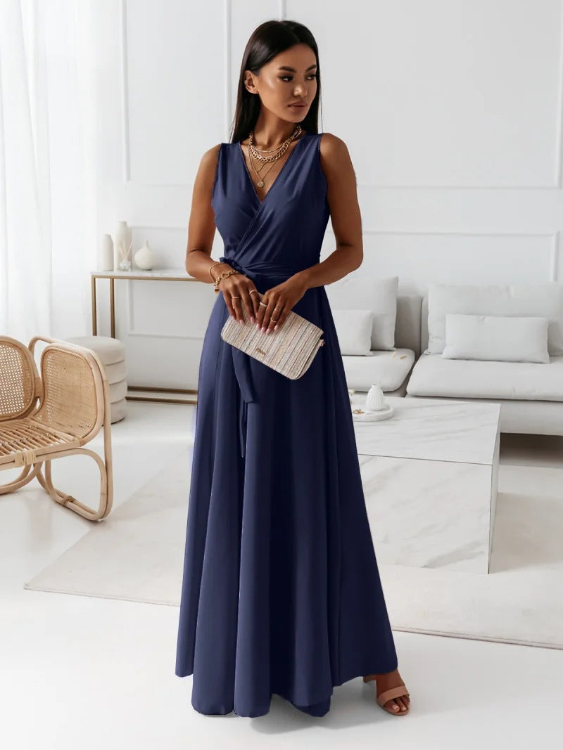 Niki | Women's Sleeveless V-Neck Maxi Wrap Dress