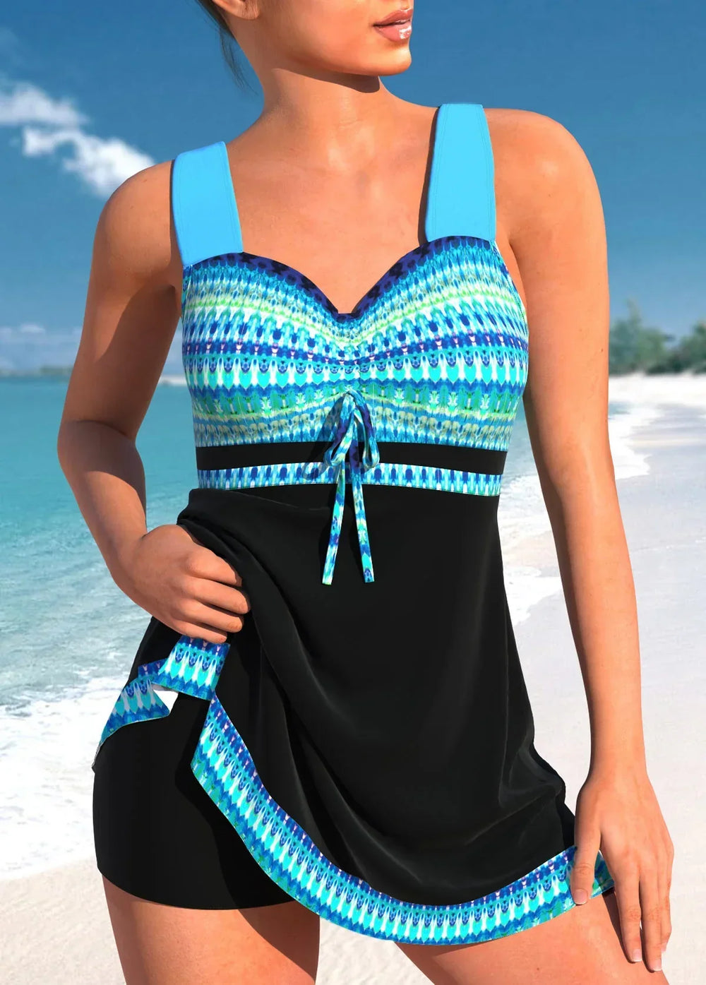 Niki | Women's Tankini Swimdress with Tie Front
