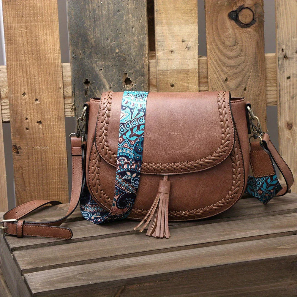 Niki | Women's Tassel Crossbody Bag with Braided Trim