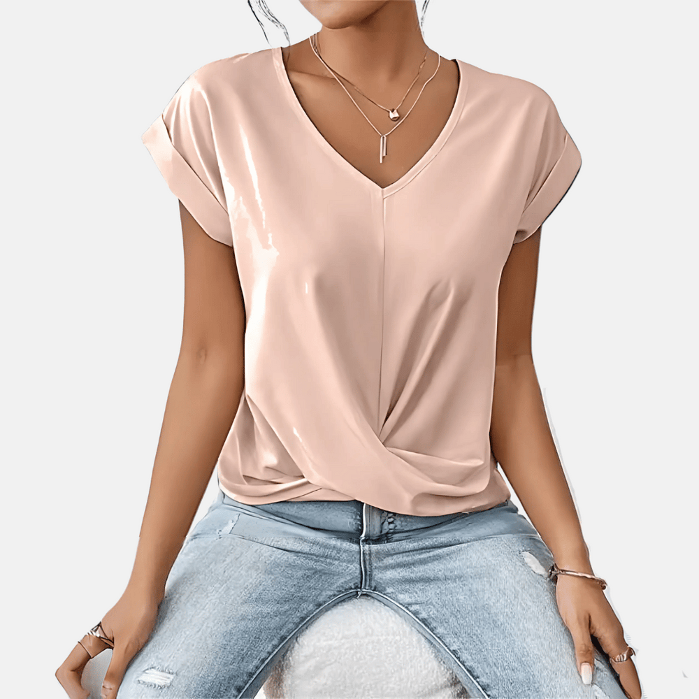 Niki | Women's V-Neck Twisted Hem T-Shirt