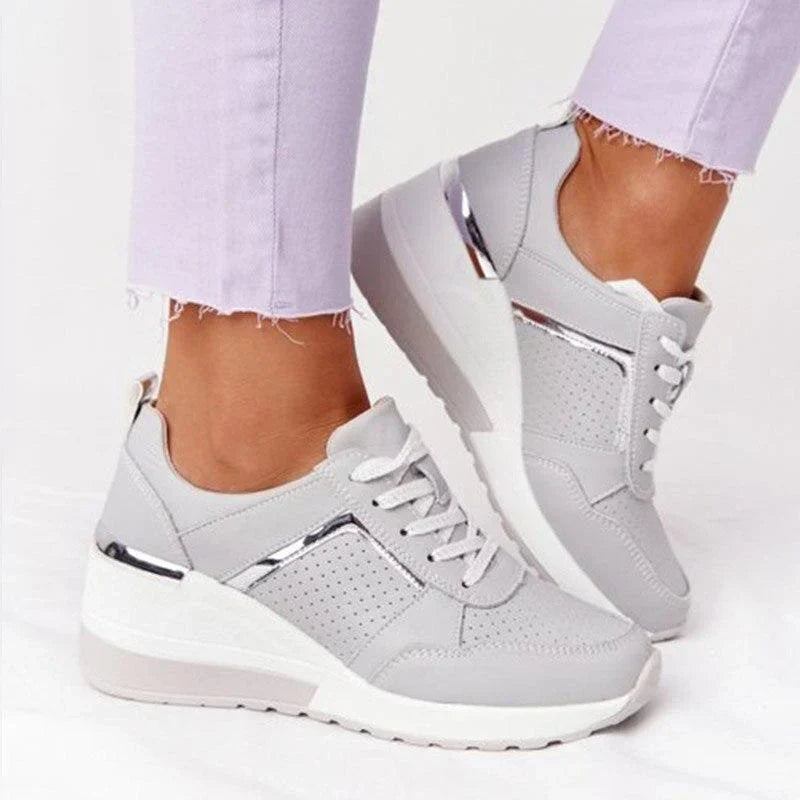 Niki | Women's Wedge Sneakers with Metallic Accents