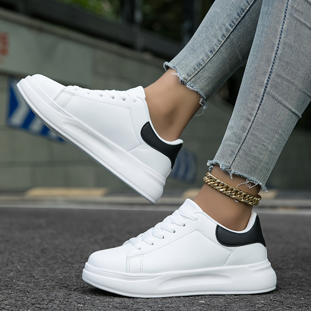 Niki | Women's White Sneakers with Platform Sole
