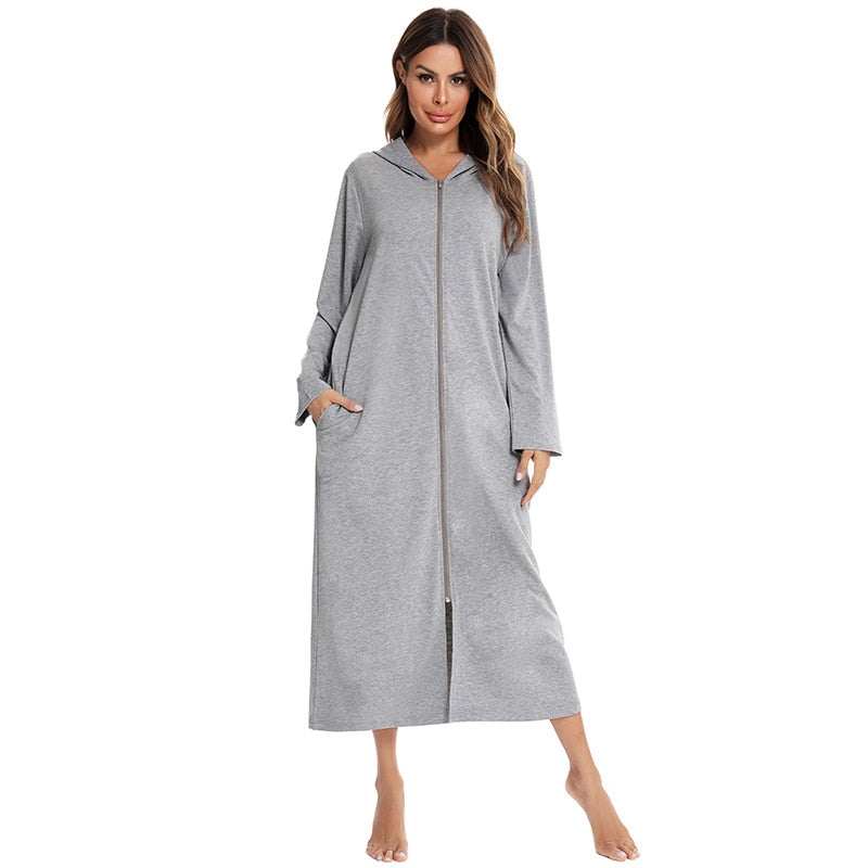 Niki | Women's Zip Up Hooded Robe