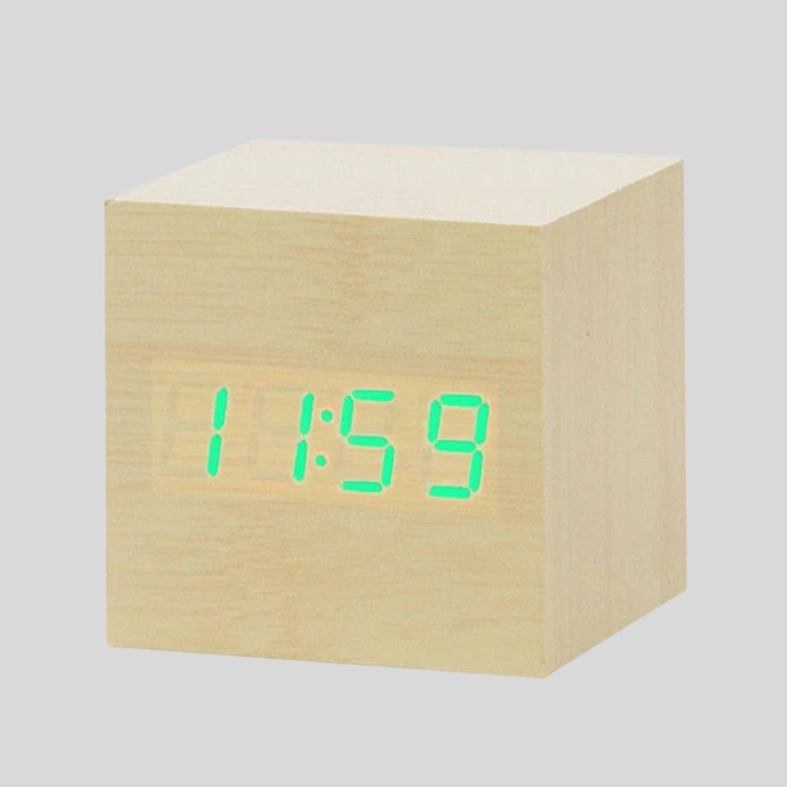 Niki | Wooden Digital Alarm Clock with LED Time Display