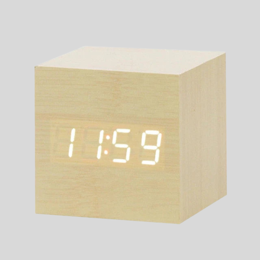 Niki | Wooden Digital Alarm Clock with LED Time Display