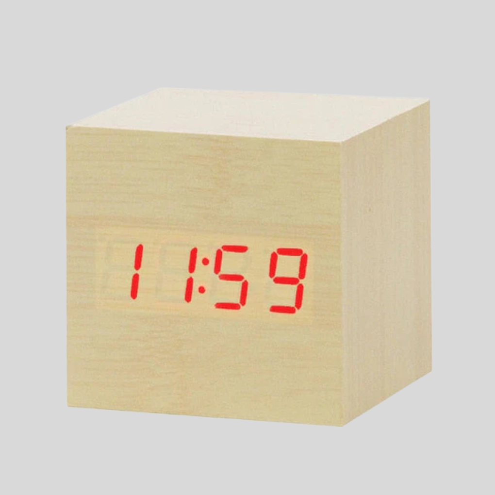 Niki | Wooden Digital Alarm Clock with LED Time Display