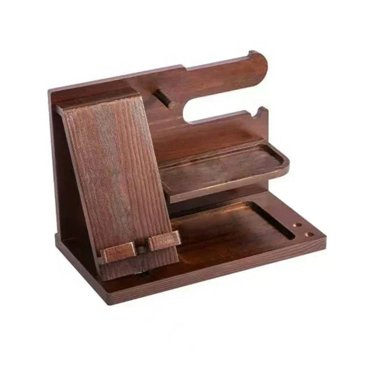 Niki | Wooden Nightstand Phone Docking Station – Multifunctional Shelf for Wallet, Watch, and Storage, Ideal for Valentine&