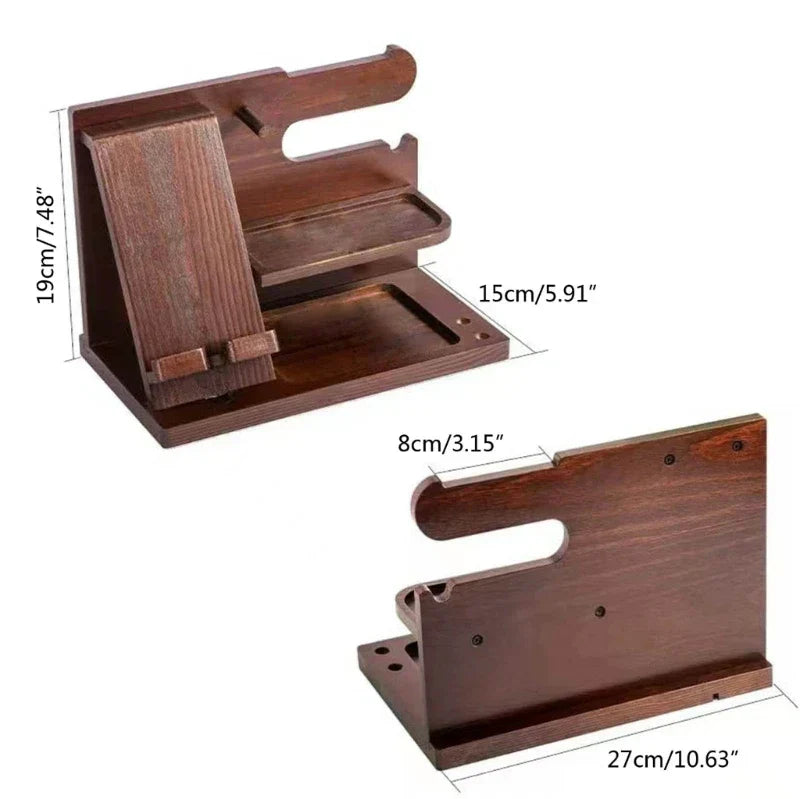 Niki | Wooden Nightstand Phone Docking Station – Multifunctional Shelf for Wallet, Watch, and Storage, Ideal for Valentine&