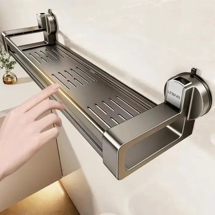 No-Drill Carbon Steel Bathroom Shelf with Suction Cup