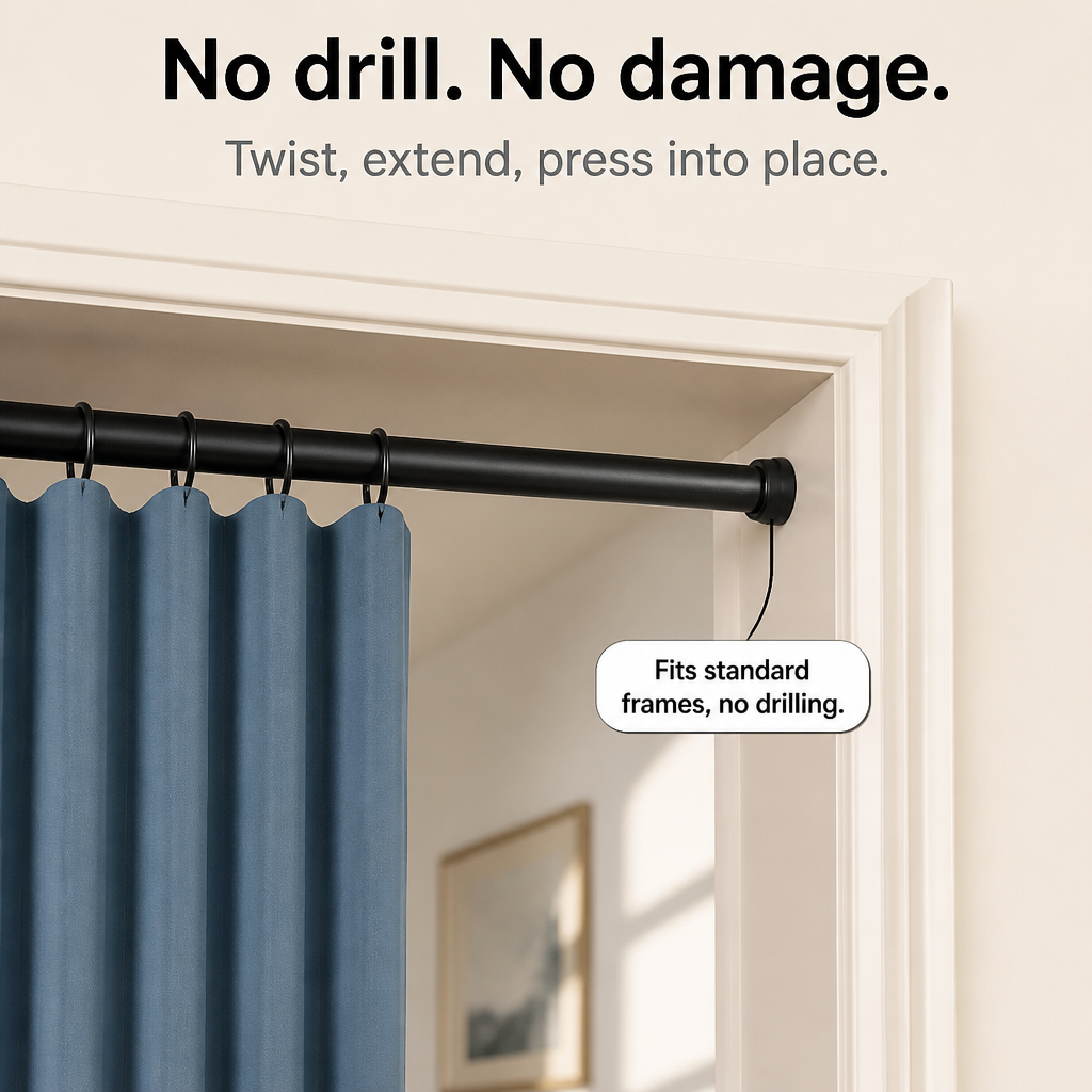 No-Drill Magnetic Accordion Door Curtain