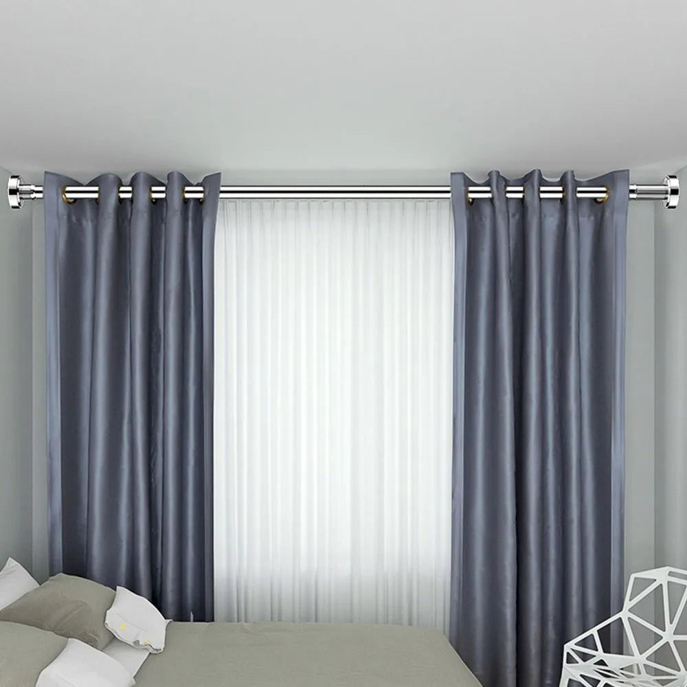 No-Drill Telescopic and Adjustable Stainless Steel Curtain Rod