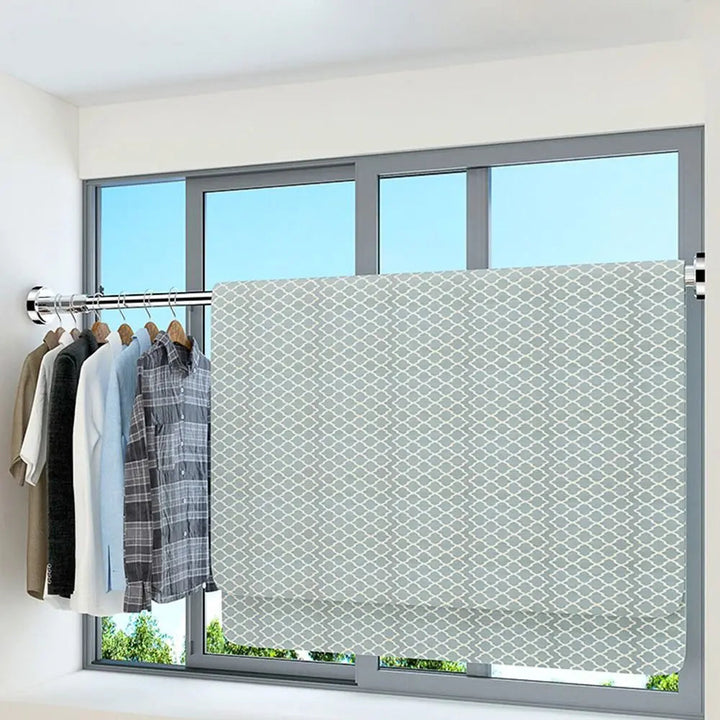 No-Drill Telescopic and Adjustable Stainless Steel Curtain Rod