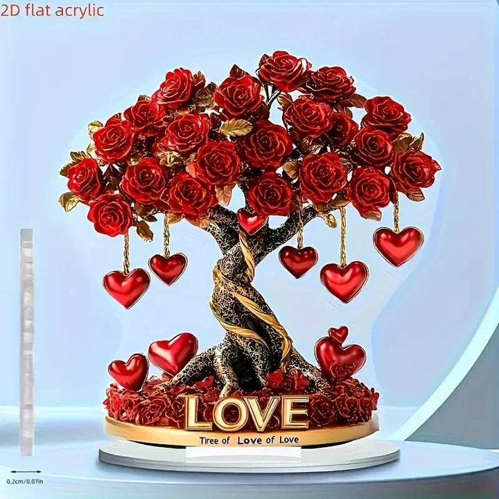 NOBLEHEART GEM – Elegant Heart-Shaped Crystal Rose Tree with Golden Base