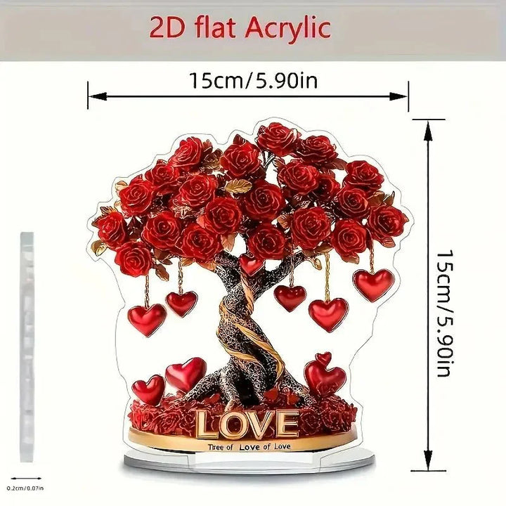 NOBLEHEART GEM – Elegant Heart-Shaped Crystal Rose Tree with Golden Base