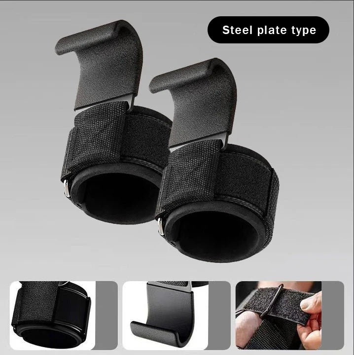 Non-Slip Rubber-Coated Adjustable Weightlifting Hooks