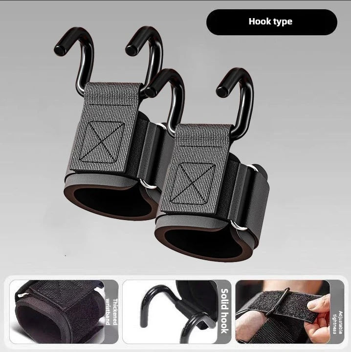 Non-Slip Rubber-Coated Adjustable Weightlifting Hooks