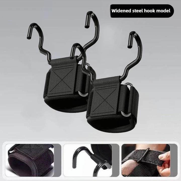 Non-Slip Rubber-Coated Adjustable Weightlifting Hooks