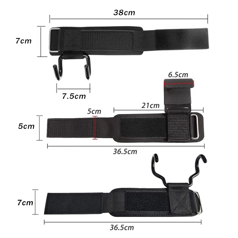 Non-Slip Rubber-Coated Adjustable Weightlifting Hooks