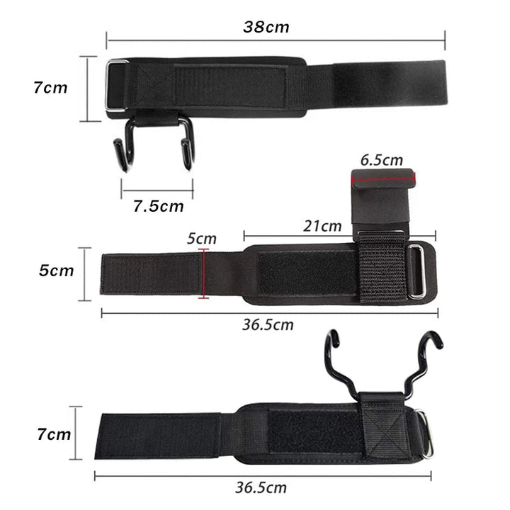 Non-Slip Rubber-Coated Adjustable Weightlifting Hooks