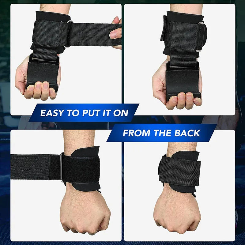 Non-Slip Rubber-Coated Adjustable Weightlifting Hooks