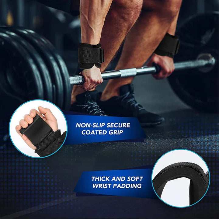 Non-Slip Rubber-Coated Adjustable Weightlifting Hooks