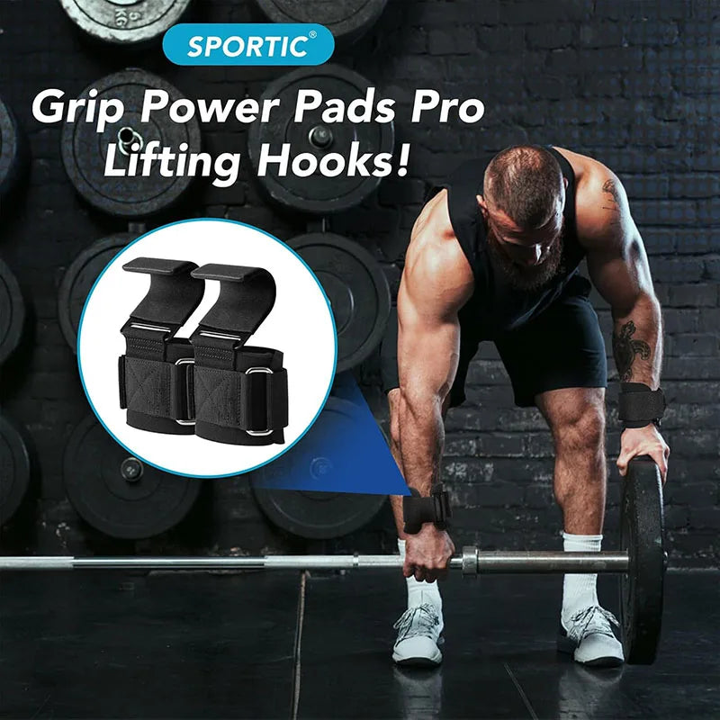 Non-Slip Rubber-Coated Adjustable Weightlifting Hooks