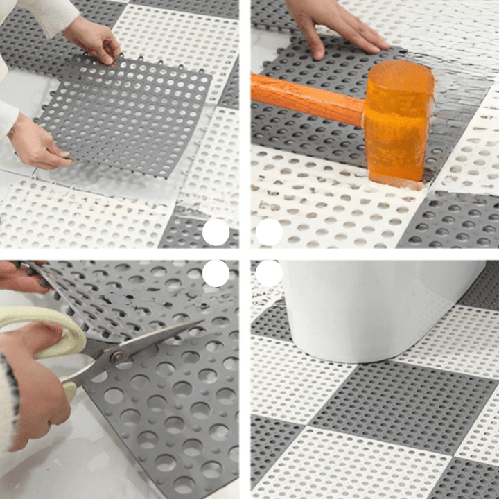 Non-Slip Shower Mat Set | Waterproof Rubber | Mold Resistant | 11.8" x 11.8" | Quick-Drying Safety