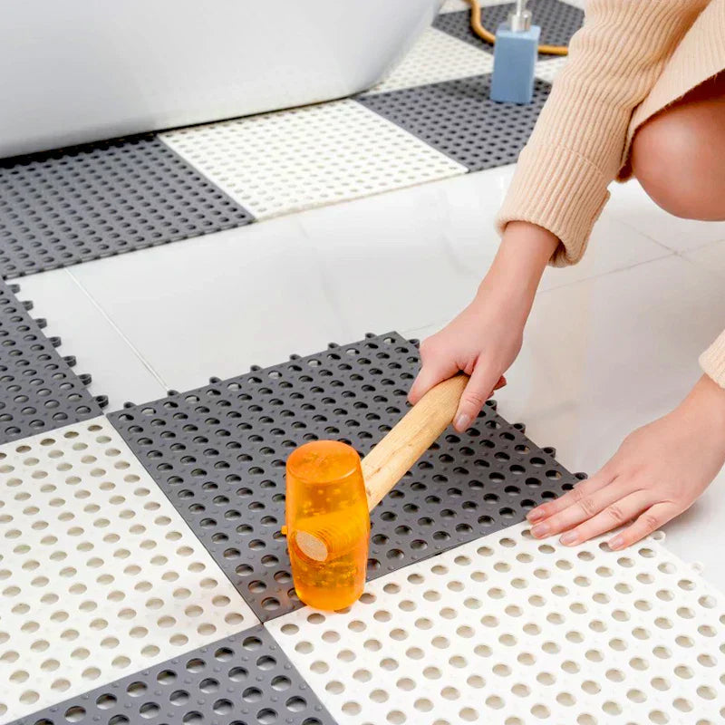 Non-Slip Shower Mat Set | Waterproof Rubber | Mold Resistant | 11.8" x 11.8" | Quick-Drying Safety