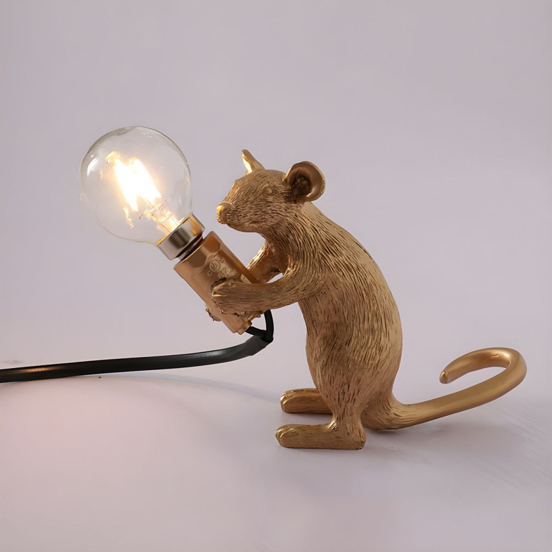 Nordic Style Gold Resin Mouse Table Lamp