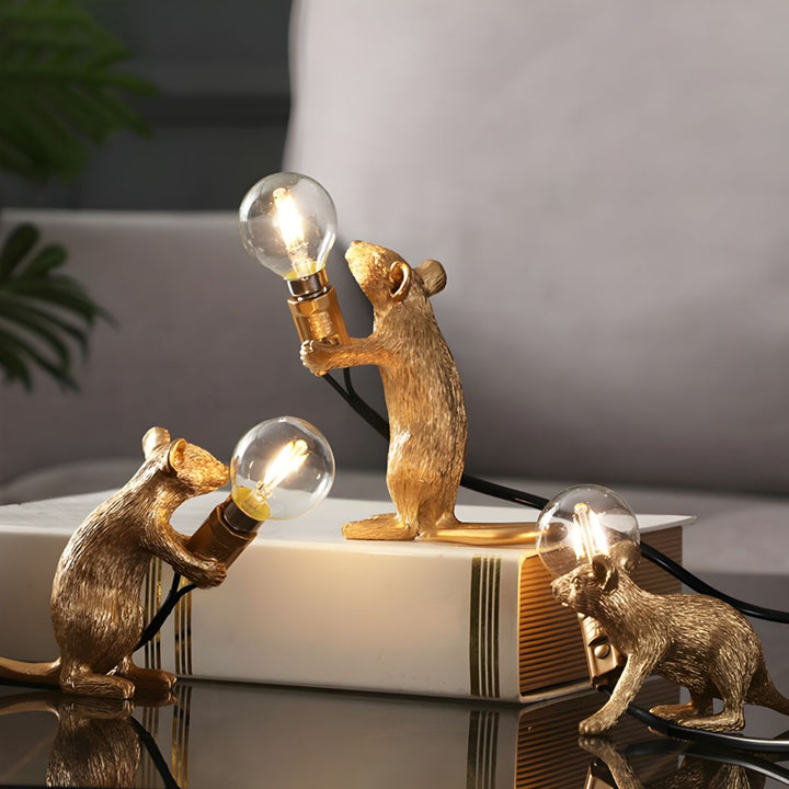 Nordic Style Gold Resin Mouse Table Lamp