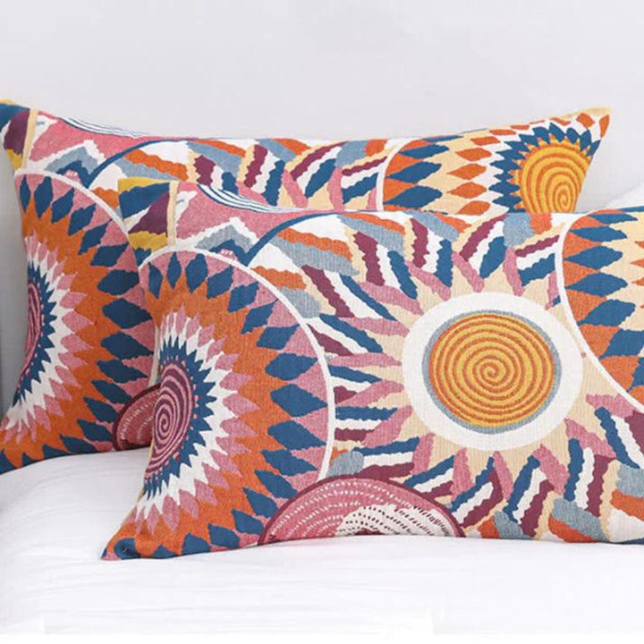 Nordic Sunburst Button Cotton Pillowcases (Set of 2)