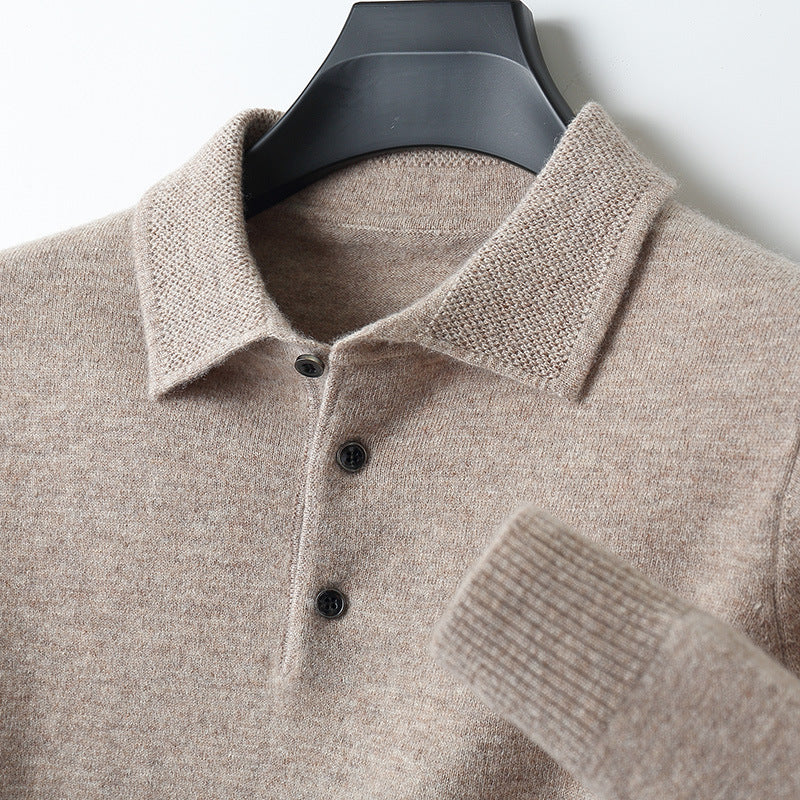 NordicLuxe Stockholm-Style Cashmere-Merino Wool Polo Shirt