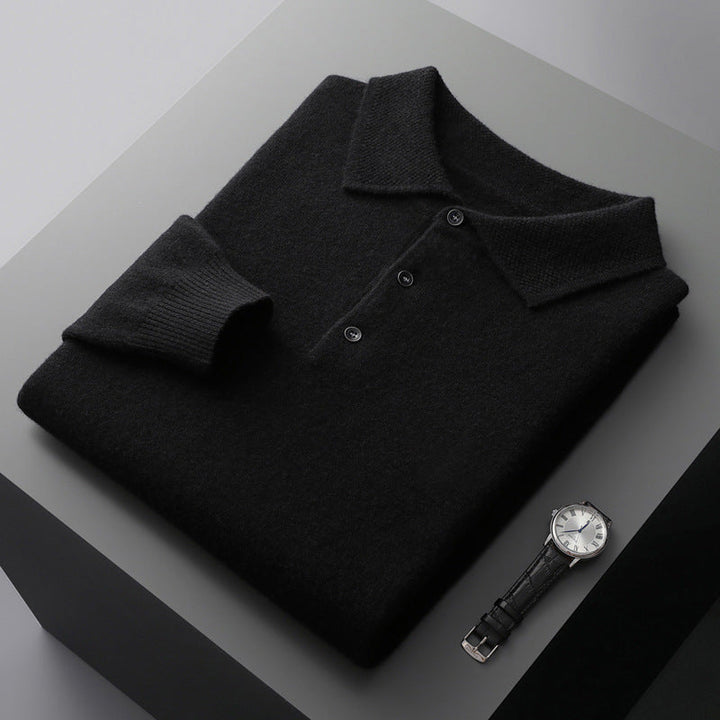NordicLuxe Stockholm-Style Cashmere-Merino Wool Polo Shirt