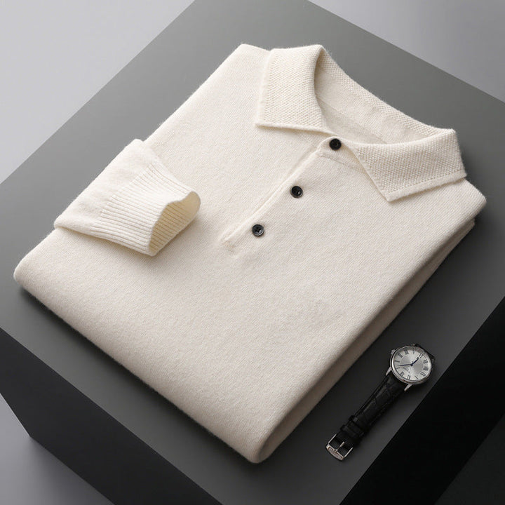 NordicLuxe Stockholm-Style Cashmere-Merino Wool Polo Shirt