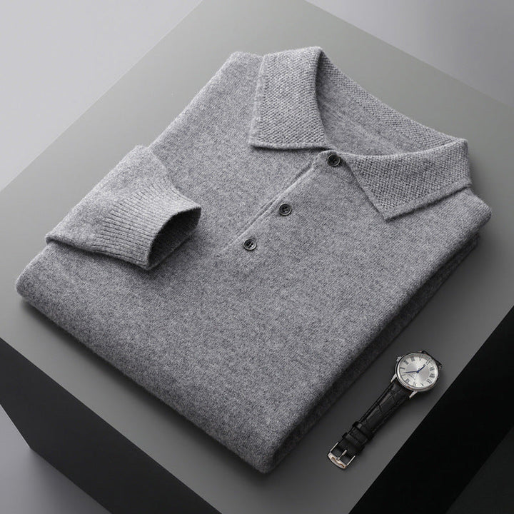 NordicLuxe Stockholm-Style Cashmere-Merino Wool Polo Shirt