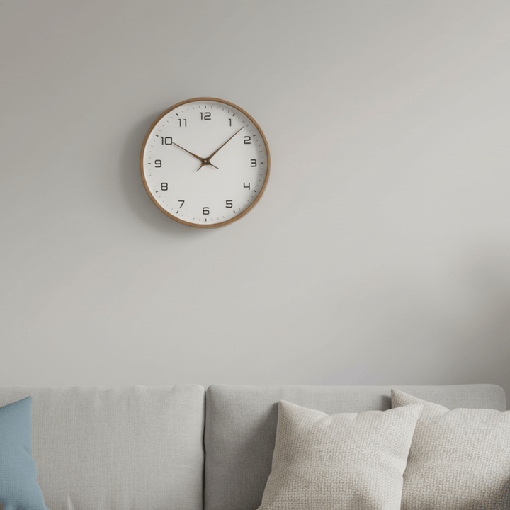 NORDICTIMBER – Modern Solid Wood Wall Clock in Brown &amp; Cream