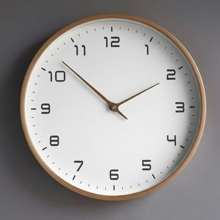 NORDICTIMBER – Modern Solid Wood Wall Clock in Brown &amp; Cream