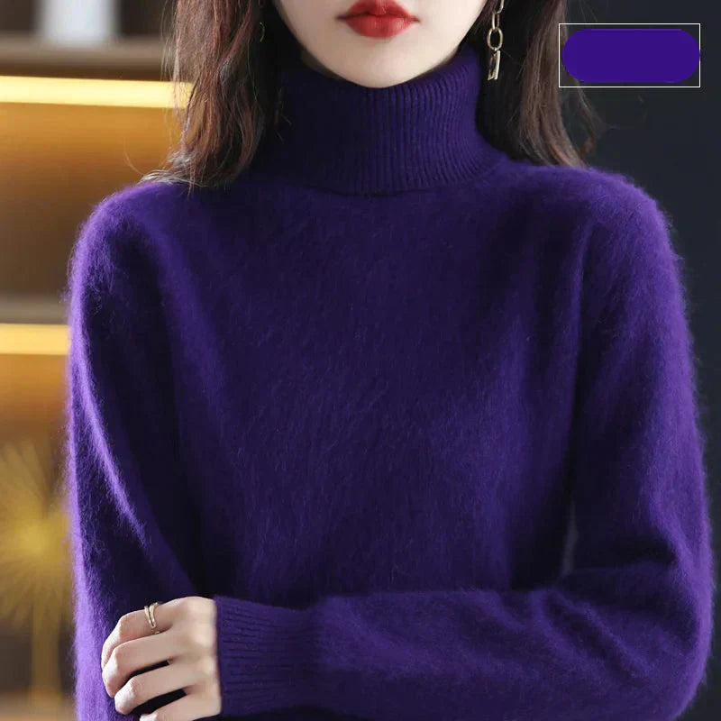 Nyorelle 100% Cashmere High-Neck Sweater for Fall and Winter