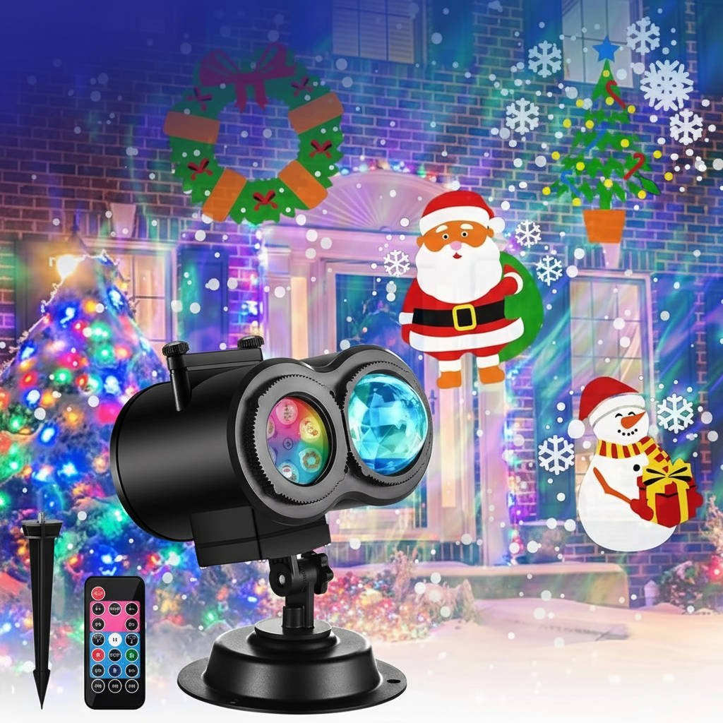 Outdoor Christmas Light Projector with 16 Holiday Patterns for Festive Decoration