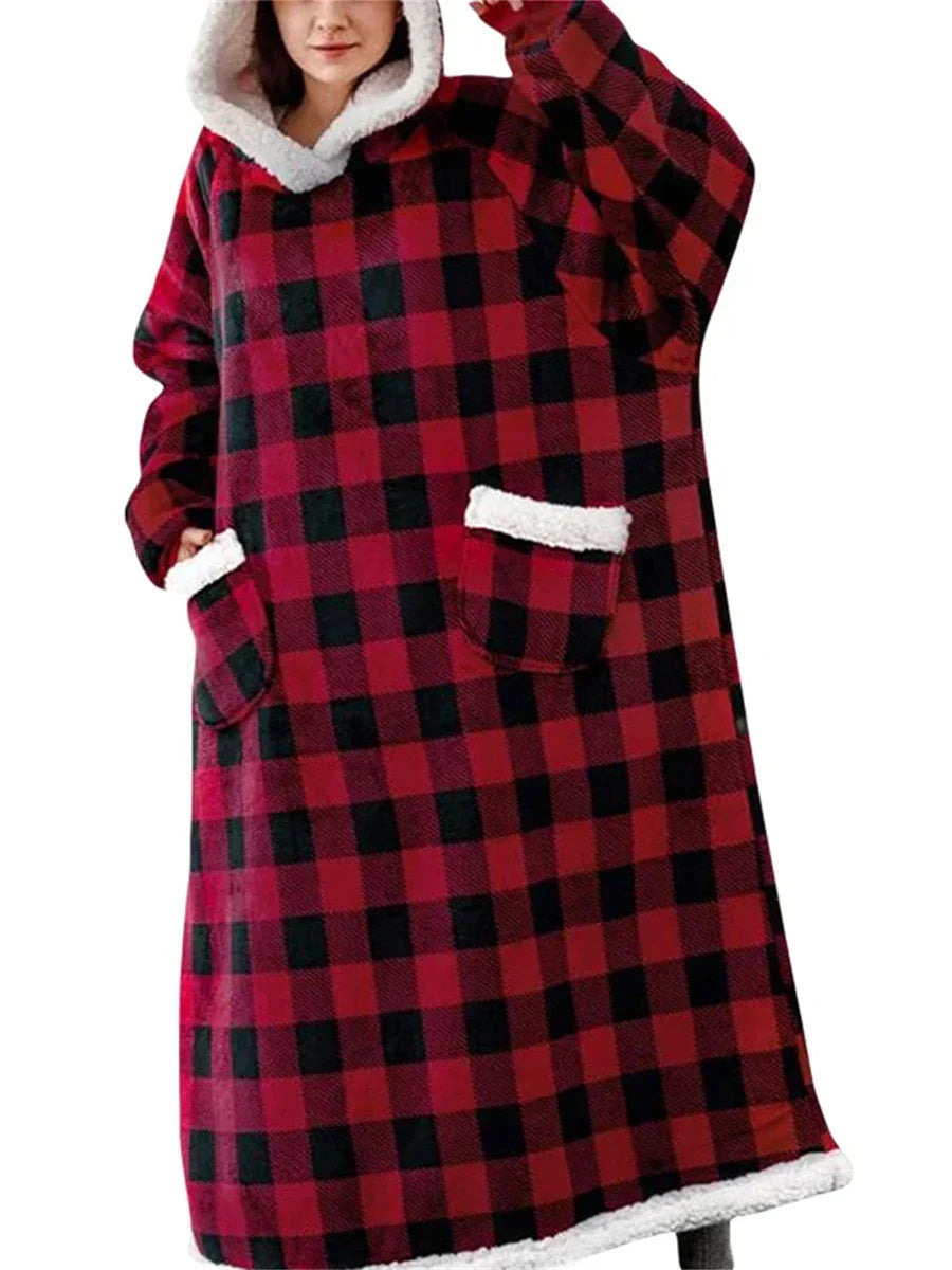 Oversized Hooded Blanket with Front Pocket