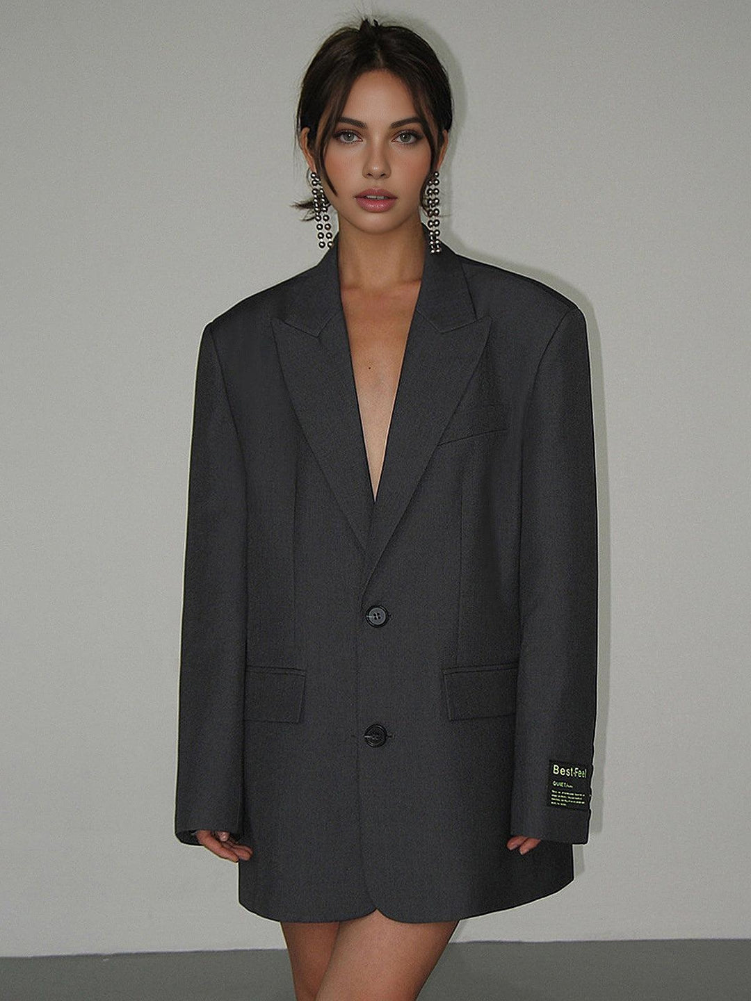 Oversized Single-Breasted Longline Blazer