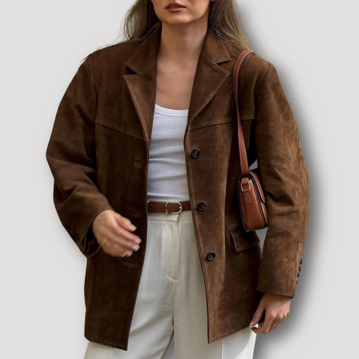 Oversized Suede Jacket with Lapels – Autumn Edition