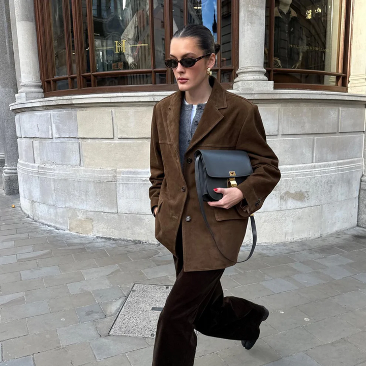 Oversized Suede Jacket with Lapels – Autumn Edition